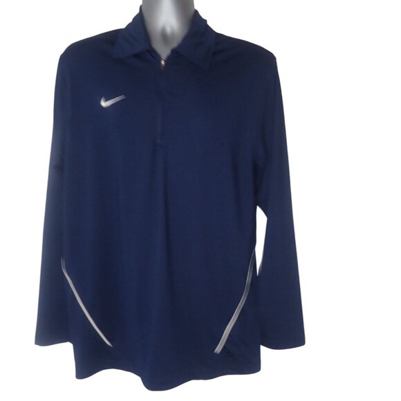 Nike Dri-Fit Mens Navy‎ Blue Quarter-Zip Pullover Shirt S Athletic Long Sleeve - Picture 1 of 6
